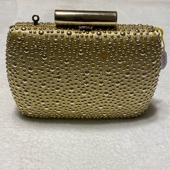 J Blue Gold Studded Evening Clutch/Crossbody - Picture 1 of 8